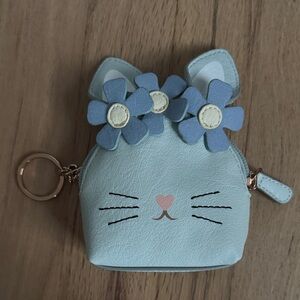 LC Lauren Conrad Bunny Coin Purse with Blue Floral Accents